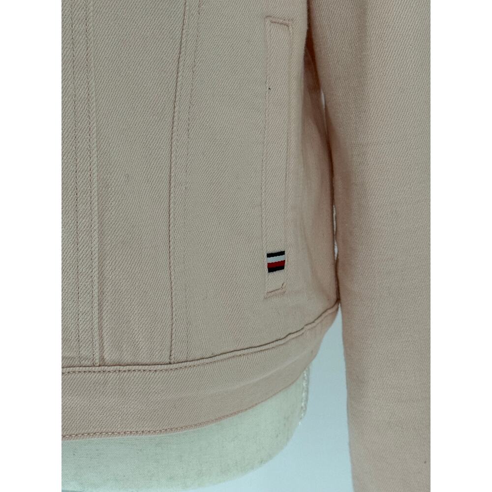 Tommy Hilfiger Womens Pale Pink Blush Denim Trucker Jacket Size Large Y2K Preppy - Picture 7 of 9